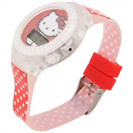 Hello Kitty Polka Dot LCD Kid's Watch with Silicone Band